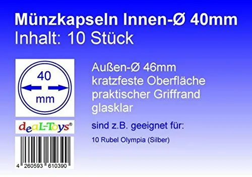 deaL-Toys 10 Münzkapseln 14-41mm - Münzdosen, Münzkapsel, Capsules, Coin Caps (40mm)