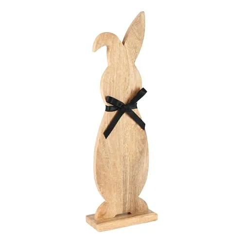 EGLO LIVING Osterdeko Hase Manambolo, große Deko Figur Ostern Frühling, Frühlingsdeko Osterhase, Osterfigur aus Holz in Natur, 53 cm