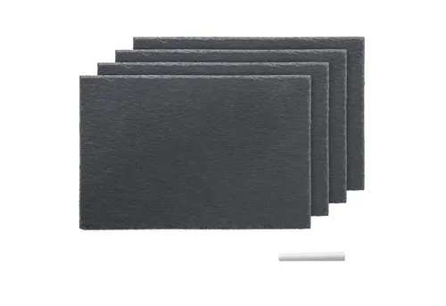 Navaris Platzset 4-teiliges Schiefer-Teller-Platzset - Tischsets aus Schiefer, ideal als Servier- oder Dekoplatte, 30x20 cm, einzigartiges Design durch natürliches Material.