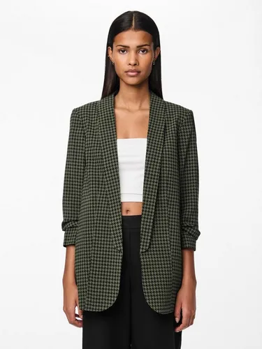 pieces Kurzblazer PCBosella - Drapierter Blazer in Grün/Schwarz XL - Eleganter Business-Blazer mit drapiertem Design, ideal für stilvolle Auftritte im Büro. Pflegeleicht und aus recyceltem Material für nachhaltige Mode.