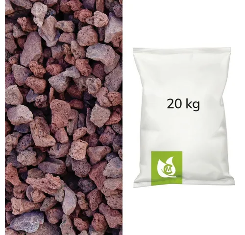 CM-Gartendesign Lavasteine Lavamulch 20L (16/32mm, rotbraun) - Vulkanischer Lavamulch für Beete und Topfpflanzen. Er sorgt für eine ansprechende Optik, unterdrückt Unkraut und schützt den Boden. Ideal für pflegeleichte, moderne Gartenanlagen.