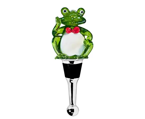 EDZARD Flaschenverschluss Frosch für Champagner, Wein und Sekt, Höhe 11 cm, Muranoglas, Handarbeit (kleine Unebenheiten möglich)