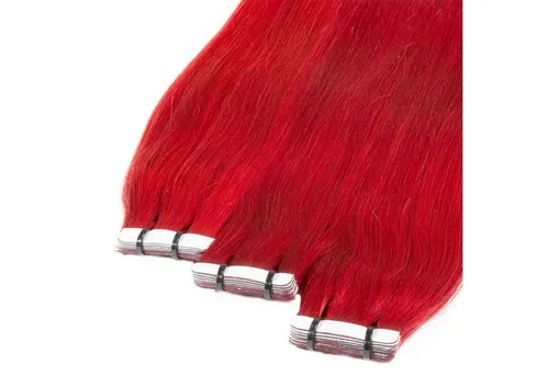 hair2heart Echthaar-Extension Premium Tape Extensions #0/44 Rot-Intensiv 50cm