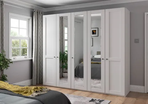 WIEMANN Marlow Kleiderschrank 250 cm mit Spiegel in weiß von WIEMANN