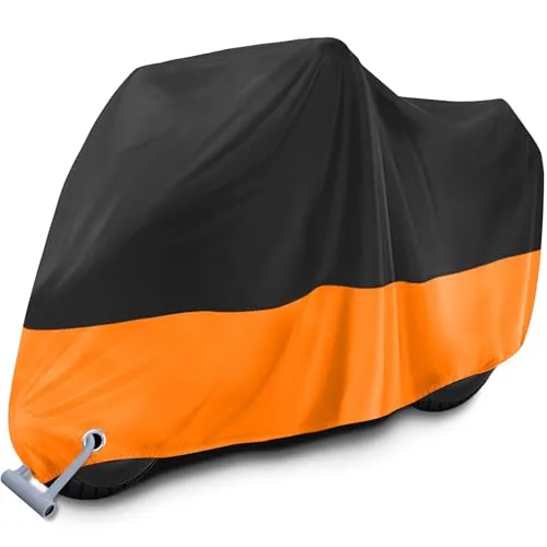 Motorrad Abdeckplane Outdoor XXL Motorradabdeckung Wasserdicht, UV-Schutz Hitze-Resistent Motorradgarage Winterfest Motorradplane mit Schlossloch für Roller Scooter Moped - 245x105x125cm