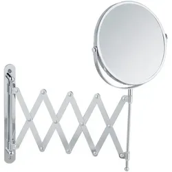 Wenko Kosmetik-Wandspiegel Teleskop Exclusiv - Badezimmerspiegel mit 3-fach Vergrößerung und LED-Beleuchtung, perfekt für präzise Make-up-Anwendungen und Pflege im Badezimmer.