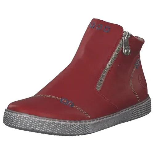 Rieker Damen L1260 Mode-Stiefel, rot, 36 EU - Wanderschuhe mit Schnellschnürung, ideal für komfortable Ausflüge und trendigen Look.