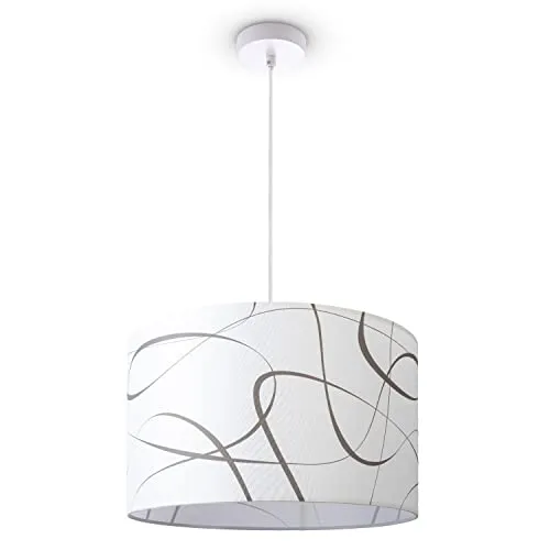 Paco Home Pendellampe für Wohnzimmer und Esstisch - Moderne Pendelleuchte mit abstraktem Stoffschirm, ideal für stilvolle Einrichtungen. Hochwertiger Stahl und E27-Fassung für flexible Lichtgestaltung.