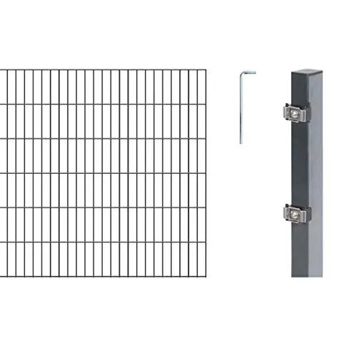 Doppelstabmatten-Set ALBERTS Typ 6/5/6 600 x 120 cm anthrazit - Gartenzäune, robustes Metallmaterial für hohe Stabilität und Langlebigkeit, ideal für Ihren Garten.
