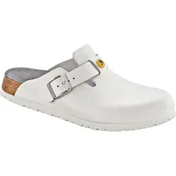 Birkenstock ESD-Clog Boston, Größe 45, weiß - Antistatische Clogs für Sicherheit am Arbeitsplatz, Größe 45, weißes Glattleder, ideal für Berufstätige in sensiblen Bereichen.