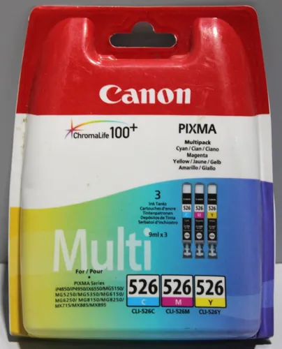 Canon CLI-526 MultiPack Tintenpatronen - Original Tintenpatronen für Canon Pixma Drucker, bestehend aus Cyan, Magenta und Gelb für brillante Farbdrucke und hohe Qualität.