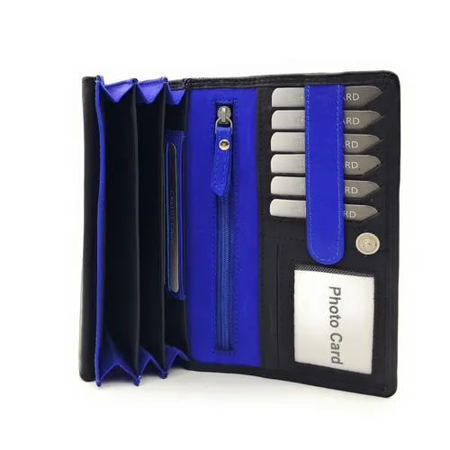 Jockey Club echt Leder Damen Geldbörse Portemonnaie mit RFID Schutz royal blau