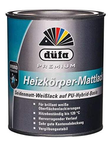 düfa Premium Heizkörper-Mattlack 2,5 Liter | seidenmatter Heizkörperlack in weiß | Oberflächen- & Profi-Decklack