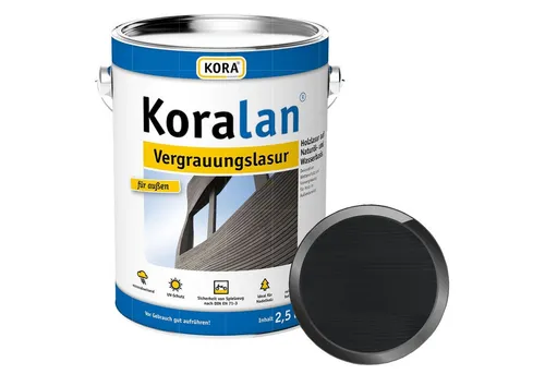 Koralan® Vergrauungslasur- ideal für Nadelholz, z. B. Holzfassaden oder Holz im Garten (Anthrazit, 2,5 Liter)