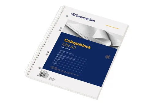 Soennecken Notizblock Collegeblock 2364 DIN A5 gelocht liniert 80 Blatt weiß
