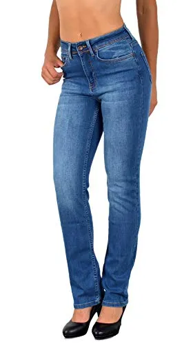 ESRA Damen Straight Fit Jeans High Waist - Hochwertige Damen Jeanshose im Straight Fit mit hohem Bund und elastischem Stretch-Anteil. Ideal für den Alltag, sorgt für perfekten Sitz und hohen Tragekomfort. Erhältlich bis Größe 54, vielseitig kombinierbar!