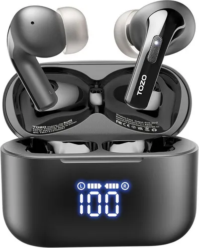 TOZO Bluetooth 5.3 Kopfhörer mit ENC & 48h Akkulaufzeit In-Ear-Kopfhörer (Mit bis zu 48,5 Stunden Akkulaufzeit sind diese kabellosen Ohrhörer perfekt für lange Reisen und den täglichen Gebrauch geeignet., Wasserdichte Sport Earbuds mit LED Display und App Steuerung)