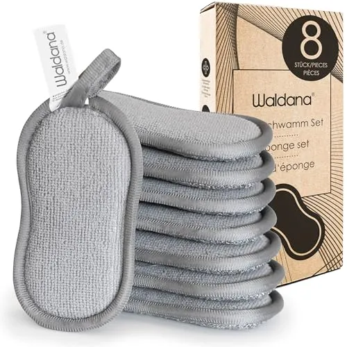 Waldana Putzschwamm, waschbar & doppelseitig (8 STK.) Spülschwamm Scheuerschwamm Mikrofaser Schwamm Küchenschwamm Kamin Reniger Topf Schwämme Sponge