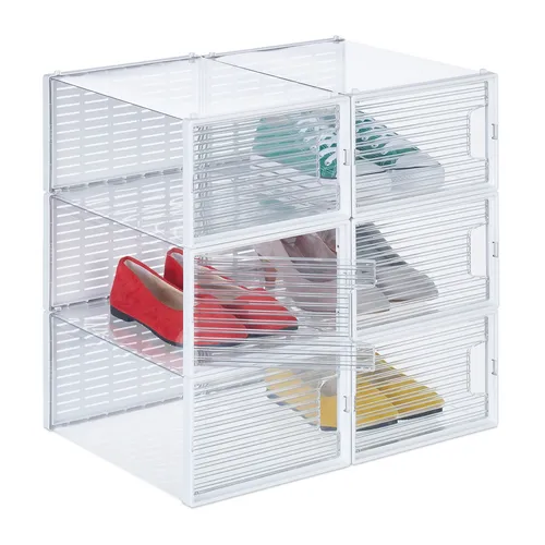 Schuhboxen Schuhorganizer - Faltbare Schuhaufbewahrung - Schuhaufbewahrung für 6 Paar Schuhe, stapelbar und transparent – ideal für eine ordentliche und platzsparende Lösung in jedem Raum.