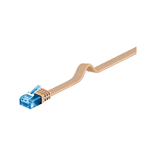 Goobay 96327 CAT 6a Flach-Patchkabel, U/UTP, Hellbraun