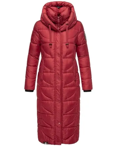 Navahoo Damen Wintermantel - Warmer Steppmantel in Dark Red, Gr. S - Funktionsjacken für kalte Tage, mit wind- und wasserabweisendem Material sowie extra warmem, gefüttertem Kragen für optimalen Komfort.