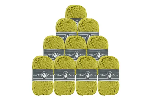 Durable® Yarn 10 x 50g Strick- und Häkelgarn Coral in Pistaziengrün - Entdecke das Durable Coral Baumwollgarn im praktischen Sparpaket! Ideal für kreative Projekte, überzeugt es durch hohe Qualität, eine Vielzahl an Farben und angenehme Haptik. Perfekt für Sommermode und Wohnaccessoires!