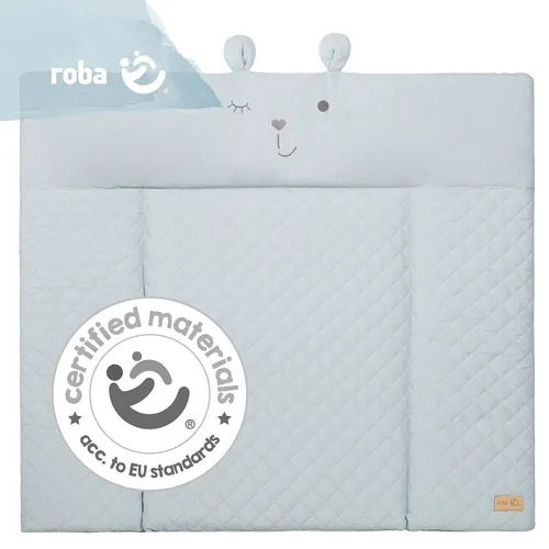 roba Wickelauflage 'roba Style' mit Bärengesicht 'Benny', 85x75 cm - Wickelauflage aus abwischbarem Polyester in Blau, ideal für eine hygienische Wickelzeit mit niedlichem Bärenmotiv.