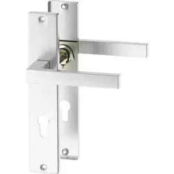 Edelstahl Türbeschlag Langschild CUBE PZ Profilzylinder Türgriff; Türklinke; Türdrücker - Silber