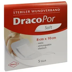 DracoPor Soft weiß Wundverband 10x8 cm steril Inhalt: 5 St
