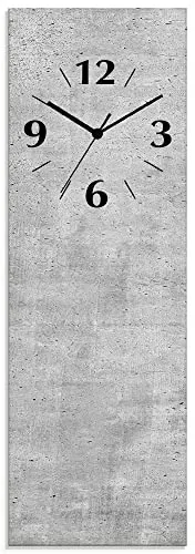 ARTLAND Lautlose Wanduhr aus Glas 20x60 cm in Grauer Beton Optik - Wohndekoration: Diese moderne Wanduhr überzeugt mit geräuschlosem Uhrwerk und stilvollem Design – perfekt für Schlafzimmer und jeden Wohnraum. Made in Germany!