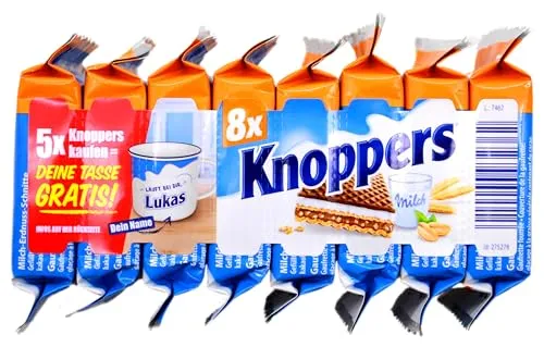 Knoppers Erdnuss Waffelschnitte 8 Stück, 16er Pack (16 x 200g)