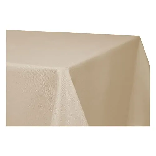 Tischdecke 110 x 110 cm quadratisch Ecru Leinenoptik Lotuseffekt Tischwäsche Wasserabweisend Tischtuch Fleckenabweisend Bügelfrei Abwischbar Waschbar Innen und Außen Perleffekt