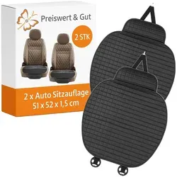 Preiswert&Gut 2X Sitzkissen Auto Premium - Bequeme und Wasserdichte Sitzauflagen - Sitzauflagen für Fahrer- und Beifahrersitz, gepolstert und kratzfest. Mit integrierten Organizer-Taschen für zusätzlichen Stauraum und kompatibel mit Sitzheizungen.