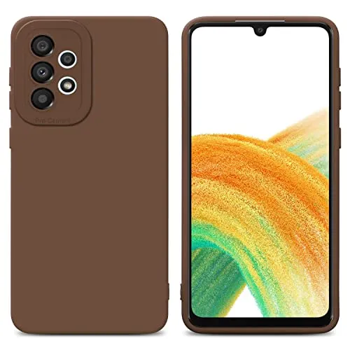 Cadorabo Hülle kompatibel mit Samsung Galaxy A33 5G Schutzhülle TPU Silikon Case Liquid Design mit Kameraschutz Slim Kratzfest Weiche Gummi mit Rundumschutz Case Hülle für Galaxy A33 5G in Braun