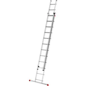 HAILO S80 ProfiStep duo - 2-teilige Aluminium-Schiebeleiter - Stabile Alu-Schiebeleiter mit 24 Sprossen, höhenverstellbar und bis 150 kg belastbar. Ideal für Innen- und Außenanwendungen, mit praktischer Anhebesicherung und 10 Jahren Herstellergarantie.