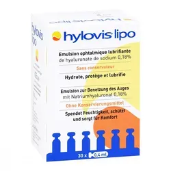 Hylovis lipo Augentropfen Einzeldosispipetten - Arzneimittel zur Linderung von trockenen Augen, bieten langanhaltende Befeuchtung und sind in praktischen Einzeldosispipetten für einfache Anwendung erhältlich.