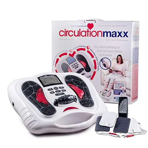 Circulation Maxx Elektrostimulations-Gerät - Elektrische Fußmassageräte für die Durchblutungsförderung, 25 Programme und 99 Intensitätslevel für entspannende Wellness-Behandlungen bei schmerzenden Füßen.