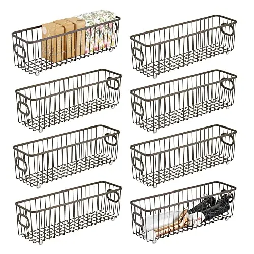 mDesign Bad Aufbewahrung – Badezimmer Organizer für die Aufbewahrung von Make-up und anderen Badartikeln – Aufbewahrungskorb aus Metall – 8er-Set – bronzefarben