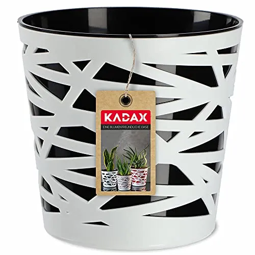 KADAX Blumentopf, Übertopf, runder Pflanztopf aus Kunststoff, Pflanzkübel für Blumen, Pflanzen, Balkon, Blumenkübel für Innen, leichtes Pflanzgefäß, moderner Blumenübertopf (13cm, Schwarz)