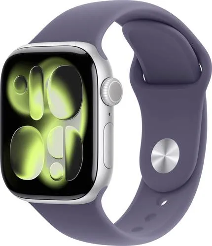 Apple Watch Series 11 GPS + Cellular 42mm - Silver Aluminium mit purple fog Sport Band - Smartwatch mit Hypertonie-Erkennung und Schlafindex für optimale Gesundheitsüberwachung. Ideal für Fitness-Enthusiasten und Technikliebhaber.