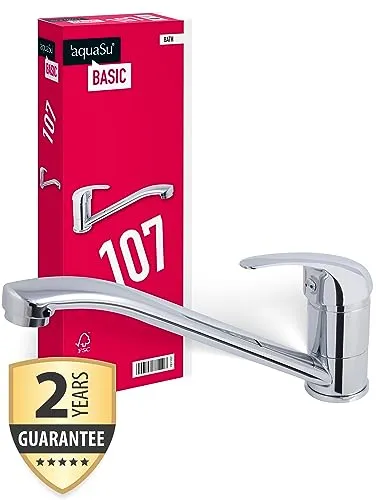 'aquaSu® Basic Küchenarmatur Tiado für Spüle | Spültischarmatur | Einhandmischer | Wasserhahn für die Küche | Keramikkartusche | Hochdruck-Armatur | Messing in chrom | 78110 7