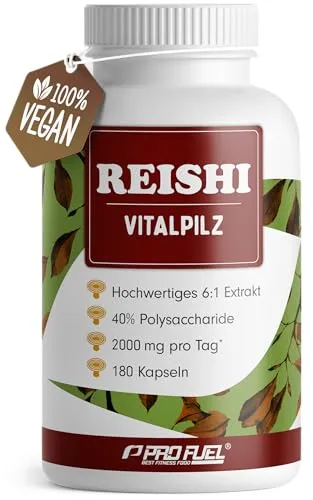 Reishi Kapseln 180x - 2000 mg Pilz-Extrakt aus Ganoderma lucidum - hochwertiges Reishi-Extrakt (6:1) mit 40% bioaktiven Polysacchariden (800 mg pro Tag) - Vorrat für 60 Tage