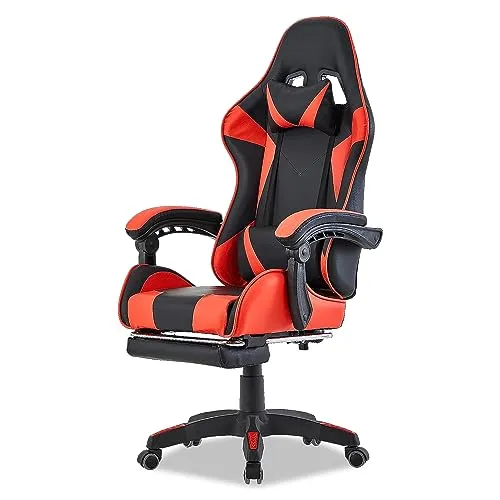 Walden Sports Gaming Stuhl bürostuhl ergonomisch Office Chair bürostühle Gaming Chair Rückenlehne Sitzhöhe verstellbar Drehstuhl Racing Office Computer Ergonomic Video Game Chair (Rot)