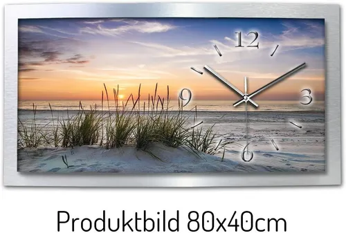 Kreative Feder Wanduhr „Sandstrand“ 3D Designer-Wanduhr - Wanduhren mit einzigartigem Zwei-Platten-Design und 3D-Wölbung für einen räumlichen Effekt. Flüsterleises Uhrwerk, ideal für stilvolle Wohnräume.