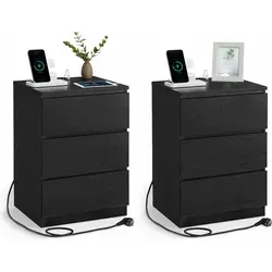 VASAGLE Nachttisch mit 2 AC-Steckdosen & 2 USB-Anschlüssen von VASAGLE