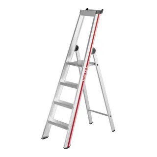 HYMER SC60 Stufenstehleiter mit Plattform - Einseitig begehbare 4-Stufen-Leiter, sicher und stabil, DIN EN 131 zertifiziert, ideal für Heimwerker und Profis.