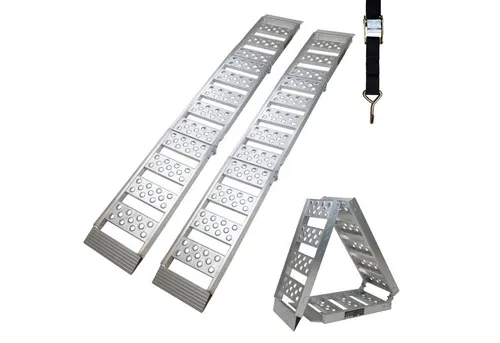 TRUTZHOLM Auffahrrampe 2 x 198 cm klappbar - 680 kg Traglast - Auffahrrampen für einfaches Beladen von Anhängern und Transportern. Mit 680 kg Tragkraft und leichtem Design ideal für Motorrad, Roller und Quad. Klappbar für einfachen Transport und Lagerung.