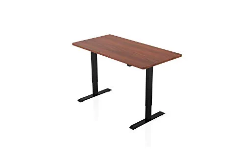 - AGIL - Elektrisch Höhenverstellbarer Schreibtisch - Schwarzes Gestell mit Einzelmotor & Walnuss Tischplatte - 140 x 70 cm -stufenlos verstellbar - Ergonomischer Sitz-steh-Schreibtisch