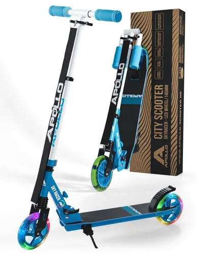 Apollo Cityroller Skyracer LED City Scooter für Kinder - Hochwertiger klappbarer Kinderroller mit Federung und höhenverstellbarem Lenker. Ideal für Gleichgewichtstraining und Spielspaß im Freien. Perfekt für Kinder ab 5 Jahren!