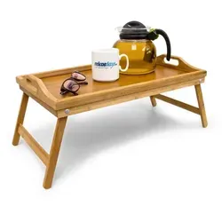 Bambus Betttablett - Frühstückstablett Klapptisch - Tabletts aus hochwertigem Bambus, leicht und im Landhausstil, ideal für gemütliche Frühstücke im Bett oder als vielseitiger Klapptisch.
